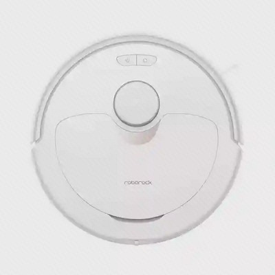 طراحی روی بدنه Roborock Q Revo سفید نمای بالای جارو رباتیک سفید Roborock Q Revo با برجک ناوبری
