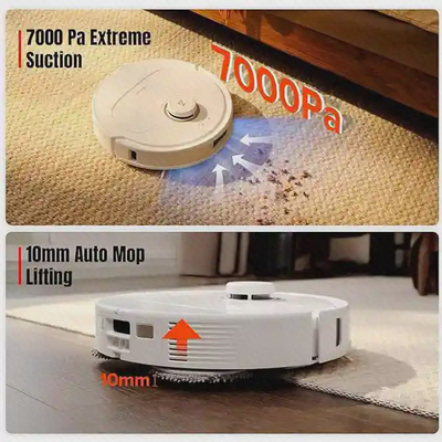 قدرت مکش و Mop Lifting جارو Q Revo MaxV مکش ۷۰۰۰ پاسکال و بالارفتن تی ۱۰ میلیمتر در Roborock Q Revo MaxV