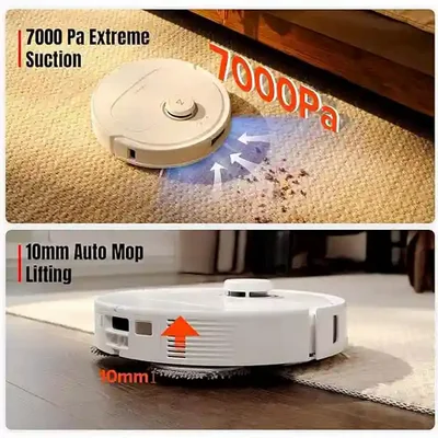 قدرت مکش و Mop Lifting جارو Q Revo MaxV مکش ۷۰۰۰ پاسکال و بالارفتن تی ۱۰ میلیمتر در Roborock Q Revo MaxV