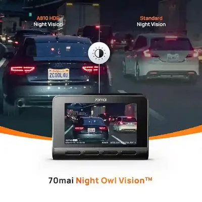 مقایسه تصویر شب جاده در پوستر دید شب دوربین خودرو 70mai M500