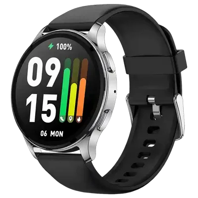 ساعت هوشمند Amazfit Pop 3R نقره‌ای با بند سیلیکونی مشکی