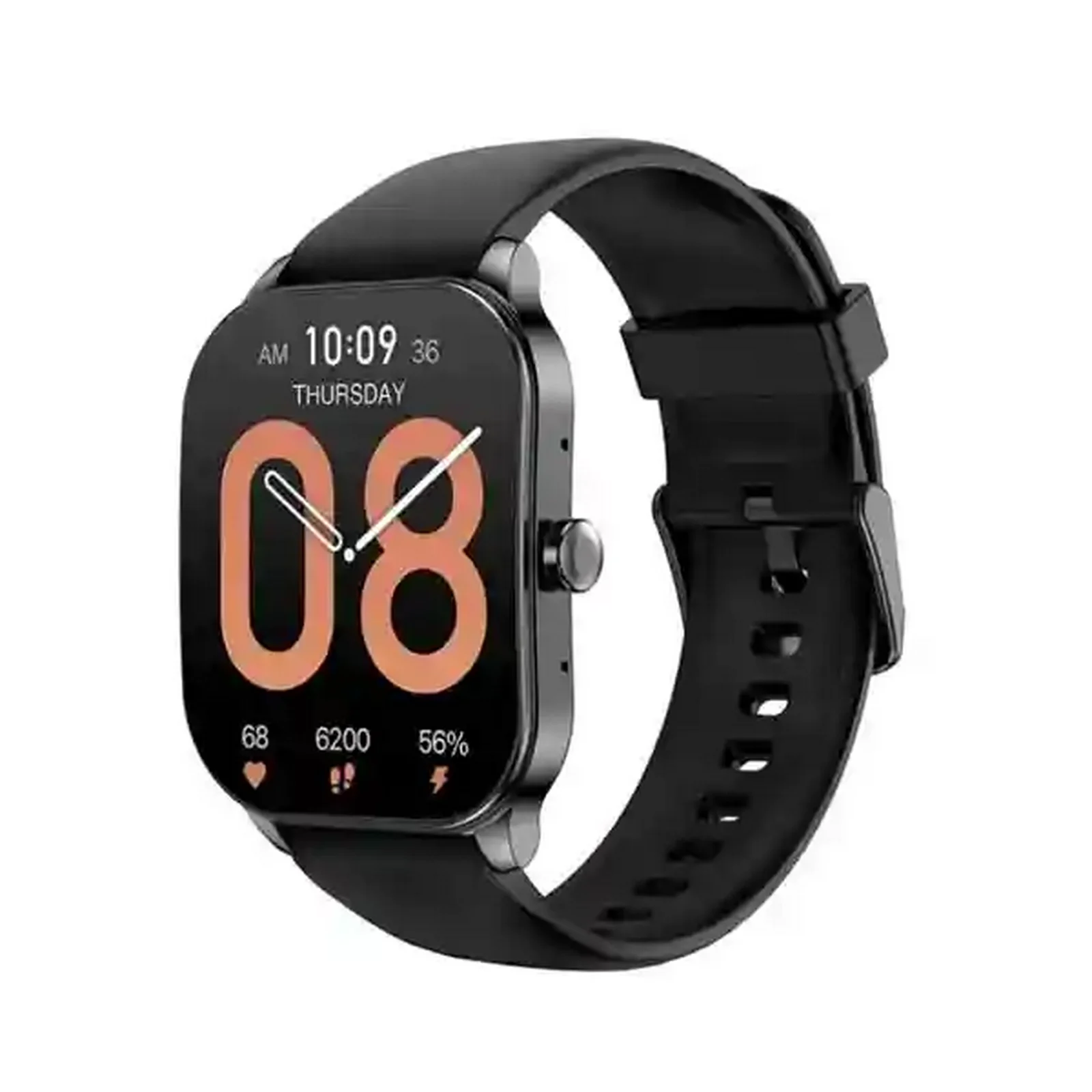 نمای اصلی ساعت Amazfit Pop 3S ساعت هوشمند Amazfit Pop 3S نقرهای با نمایشگر مستطیلی و بند مشکی