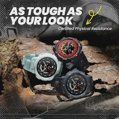 سه رنگ ساعت Amazfit Active Edge روی سنگ با طراحی مقاوم ورزشی