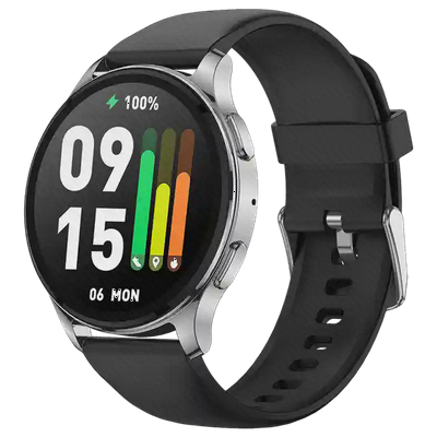 ساعت هوشمند Amazfit Pop 3R نقره‌ای با بند سیلیکونی مشکی