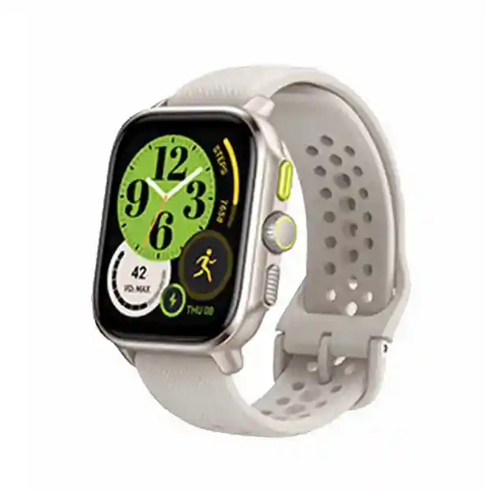 نمای اصلی Amazfit Cheetah Square ساعت هوشمند Amazfit Cheetah Square نقرهای با بند سفید سوراخدار