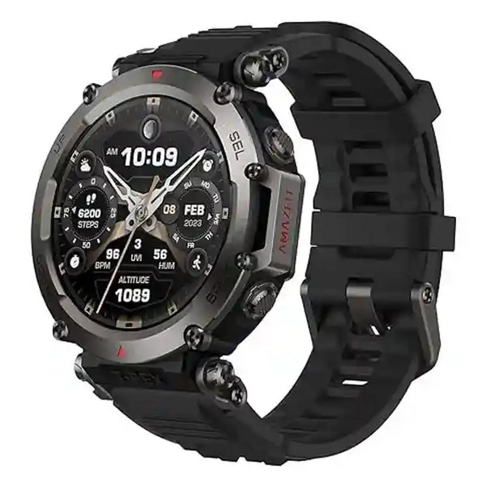 ساعت هوشمند مقاوم Amazfit T-Rex Ultra مشکی با قاب فلزی و بند پهن