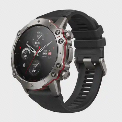 ساعت هوشمند Amazfit Falcon با بدنه تیتانیومی و بند مشکی
