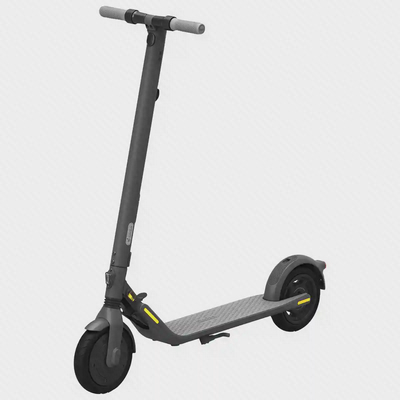 نمای سه‌رخ اسکوتر برقی خاکستری شیائومی Ninebot E25A
