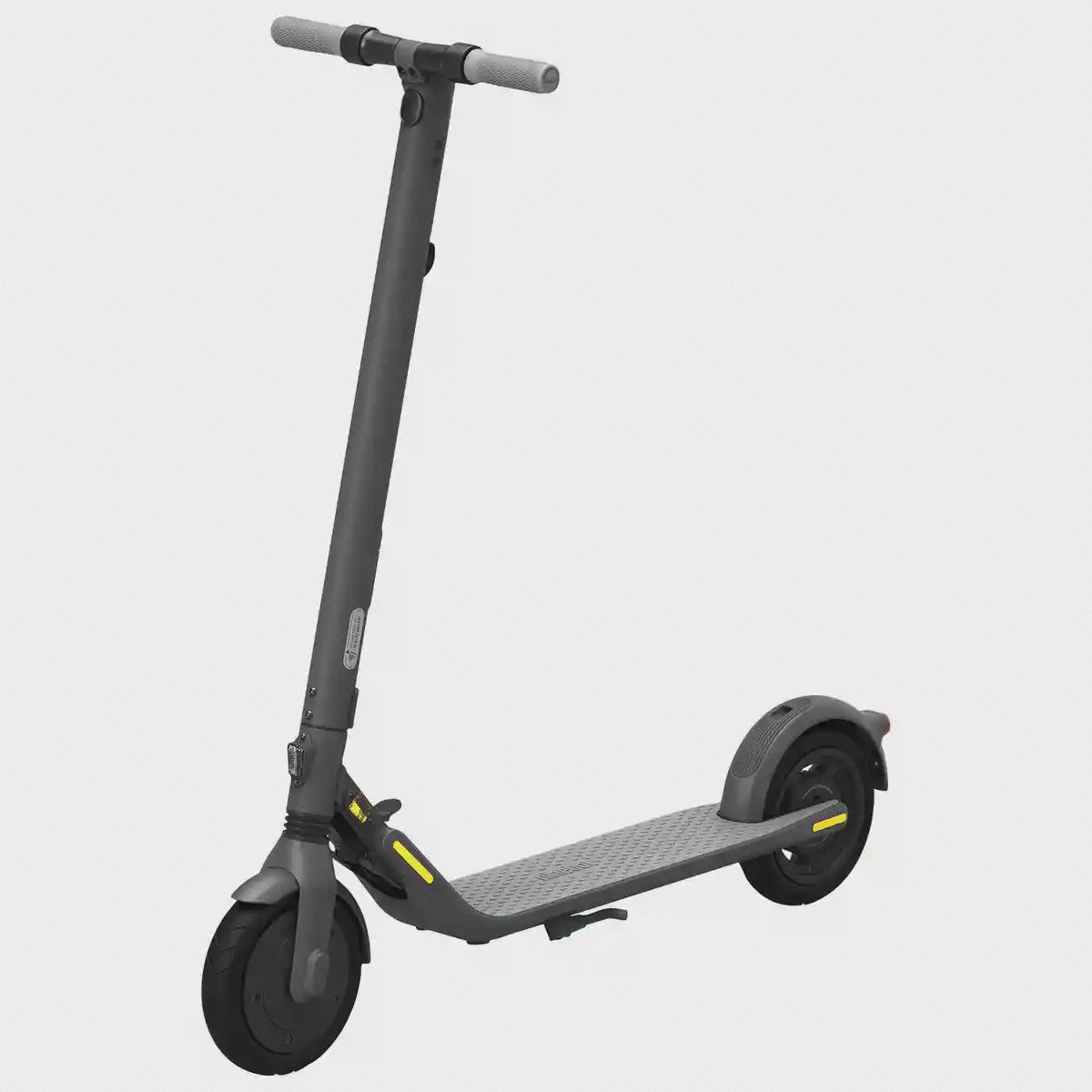نمای سه‌رخ اسکوتر برقی خاکستری شیائومی Ninebot E25A