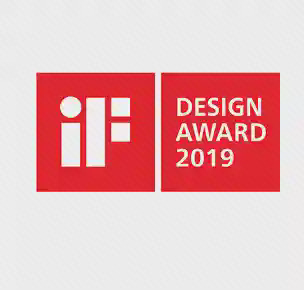 نشان iF Design Award 2019 در صفحه Mijia نشان قرمز iF Design Award 2019 روی زمینه سفید در توضیحات پیچگوشتی شارژی Mijia