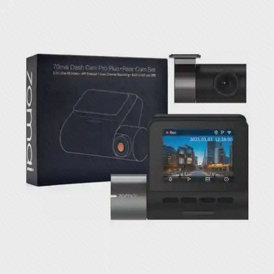 جعبه و محتویات دوربین 70mai Dash Cam Pro Plus A500S بستهبندی ست دوربین خودرو 70mai A500S جلو و عقب