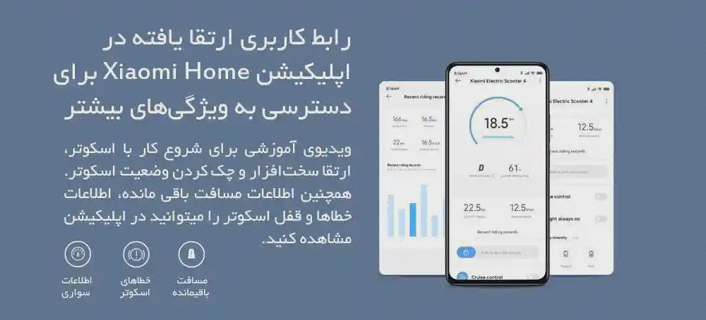 پوستر برنامه Xiaomi Home برای اسکوتر 4 گوشی با صفحه Xiaomi Home در پوستر فارسی اتصال برنامه اسکوتر Xiaomi 4