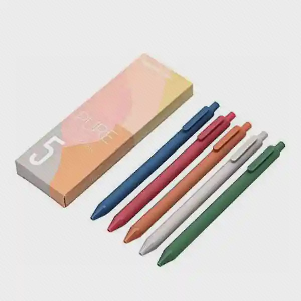پک پنج رنگ خودکار Kaco Green K1015 کنار جعبه