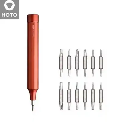 پیچ‌گوشتی قرمز HOTO QWLSD004 همراه ۱۲ سری دوسر دقیق