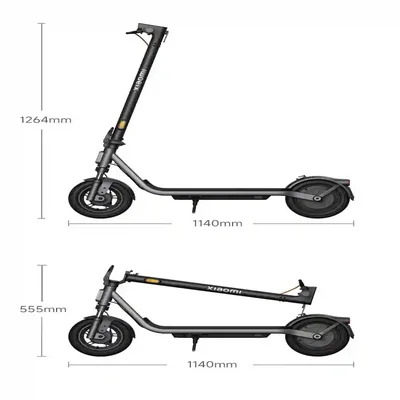 اندازه Xiaomi Scooter 6 Lite باز و جمع شده ابعاد اسکوتر شیائومی 6 Lite در حالت باز و تاشده با طول 1140 میلی متر