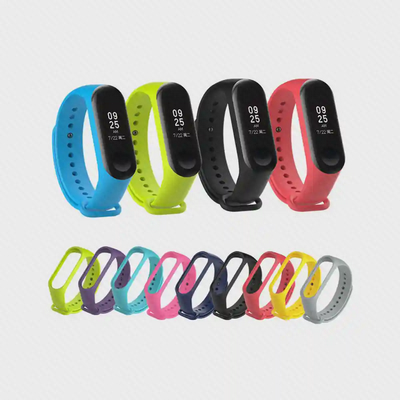 رنگ‌بندی متنوع بند سیلیکونی Mi Band 3 با کپسول مشکی