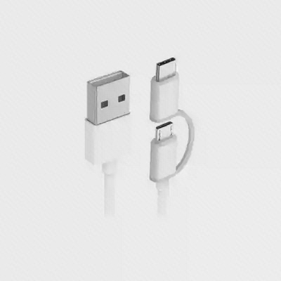 کابل شارژ سفید ZMI AL501 با USB-A و مبدل Type-C بنددار