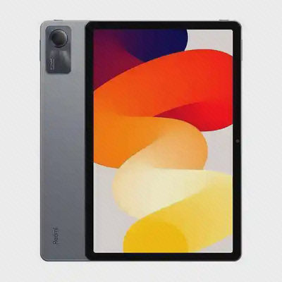 نمای اصلی Redmi Pad SE خاکستری حافظه ۲۵۶ گیگابایت از جلو و پشت با صفحه نارنجی و زرد