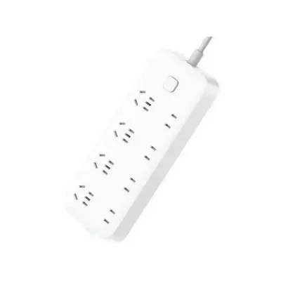 نمای اصلی چند راهی برق سفید شیائومی XMCXB8-01QM با هشت خروجی، کلید مربعی و کابل ۱.۸ متری