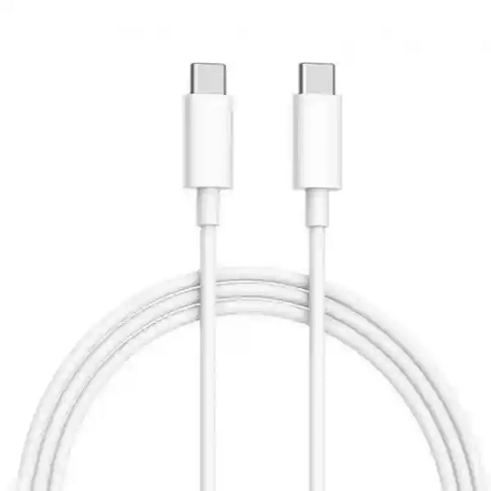 نمای اصلی کابل سفید شیائومی SJX10CCZM با دو کانکتور USB-C و سیم حلقه‌شده روی زمینه سفید