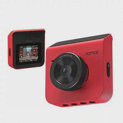 دوربین خودرو شیائومی مدل 70mai A400+Rear cam set قرمز از جلو و پشت با لنز بزرگ و نمایشگر مسیر شهری