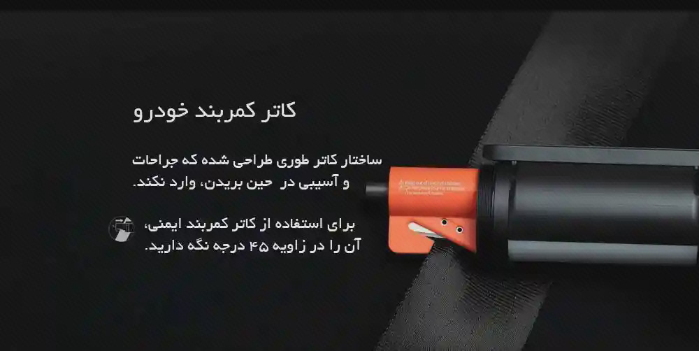 تسمه مشکی و انتهای MJSDT001QW در پوستر انتهای نارنجی چراغقوه MJSDT001QW کنار تسمه مشکی در پوستر برشدهنده کمربند