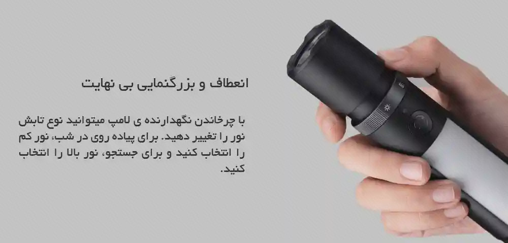 نمای سر چراغقوه MJSDT001QW در دست دست فرد سر و حلقه چراغقوه MJSDT001QW را در نمای نزدیک نگه داشته است
