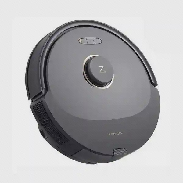 نمای اصلی جارو رباتیک شیائومی مدل Roborock Q8 Max مشکی با بدنه گرد و برجستگی لیدار روی قاب براق
