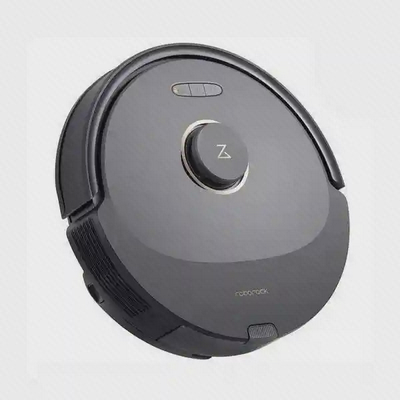 جارو رباتیک شیائومی مدل Roborock Q8 Max در نمای اصلی مشکی نمای اصلی جارو رباتیک شیائومی مدل Roborock Q8 Max مشکی با بدنه گرد و برجستگی لیدار روی قاب براق