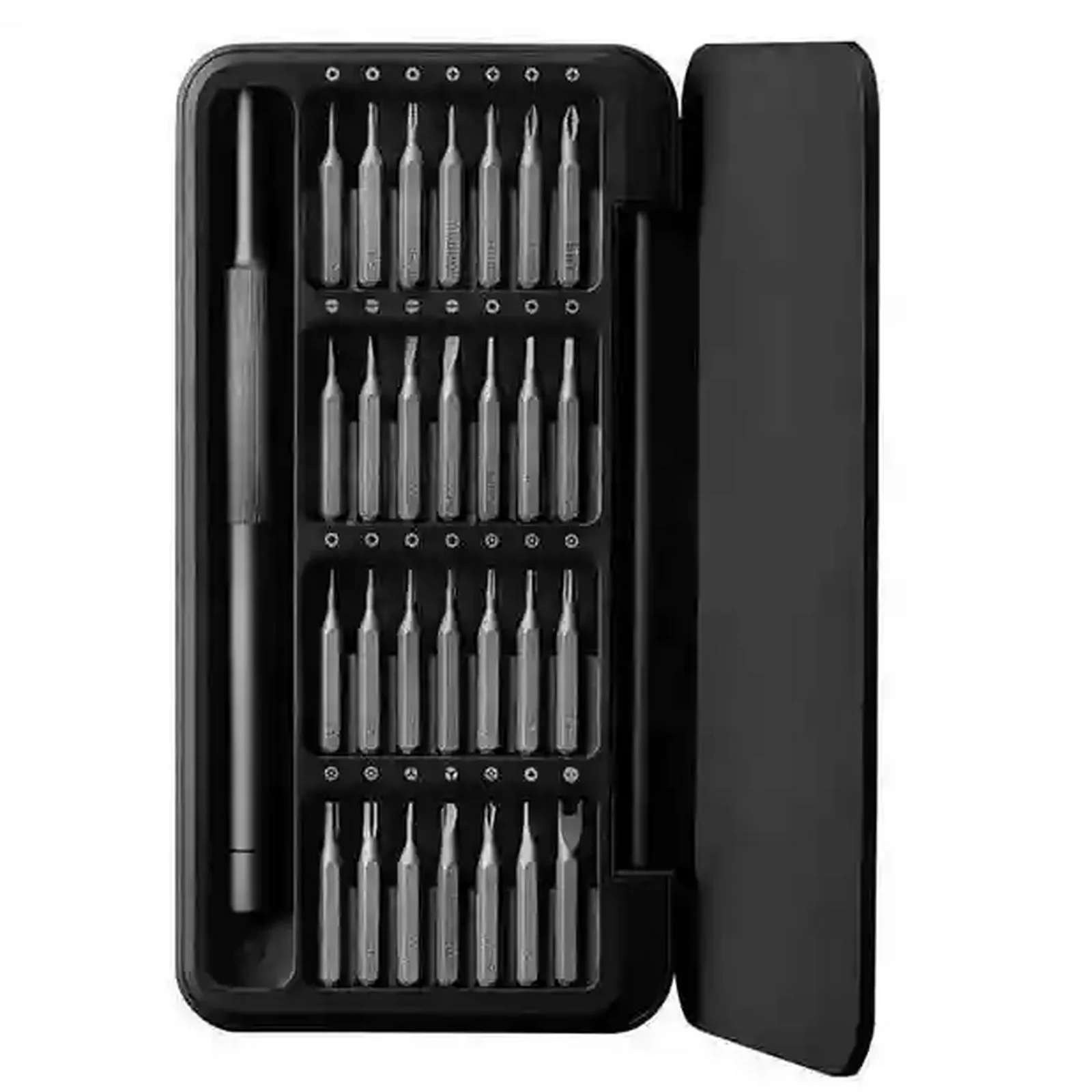 نمای اصلی پیچ گوشتی شیائومی مدل HOTO QWLSD009 28 in 1 داخل کیف مشکی باز با دسته و ۲۸ سری