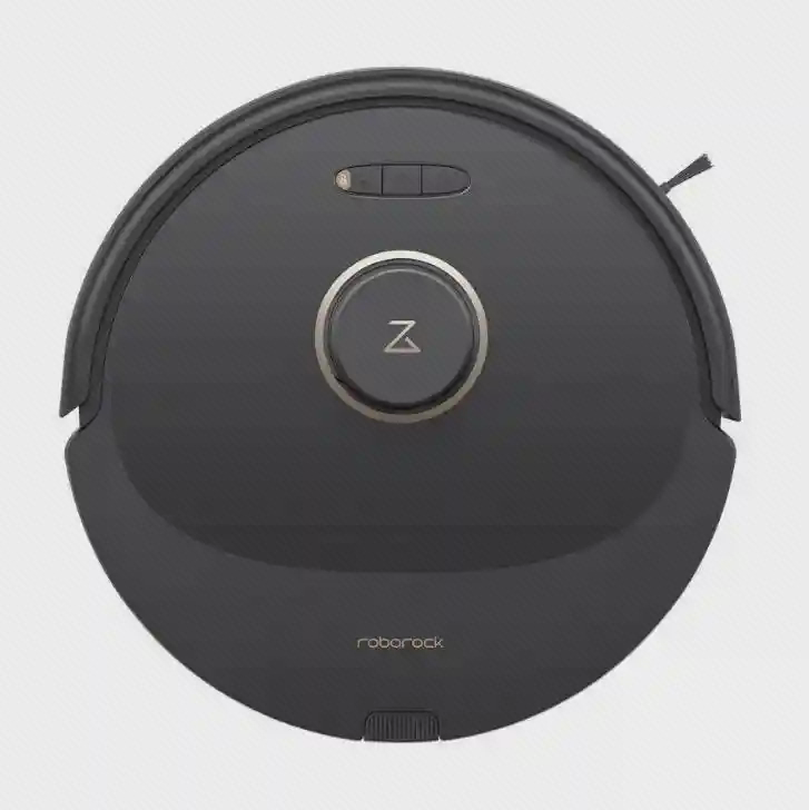 جارو رباتیک شیائومی مدل Roborock Q8 Max Plus مشکی از نمای کاملاً بالا با برجک دارای نشان Z