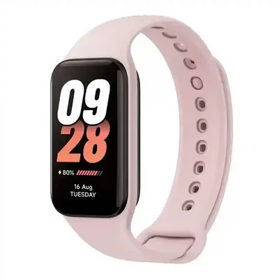 Smart Band 8 Active با بند صورتی مچ بند شیائومی Smart Band 8 Active صورتی با نمایشگر مستطیلی مشکی