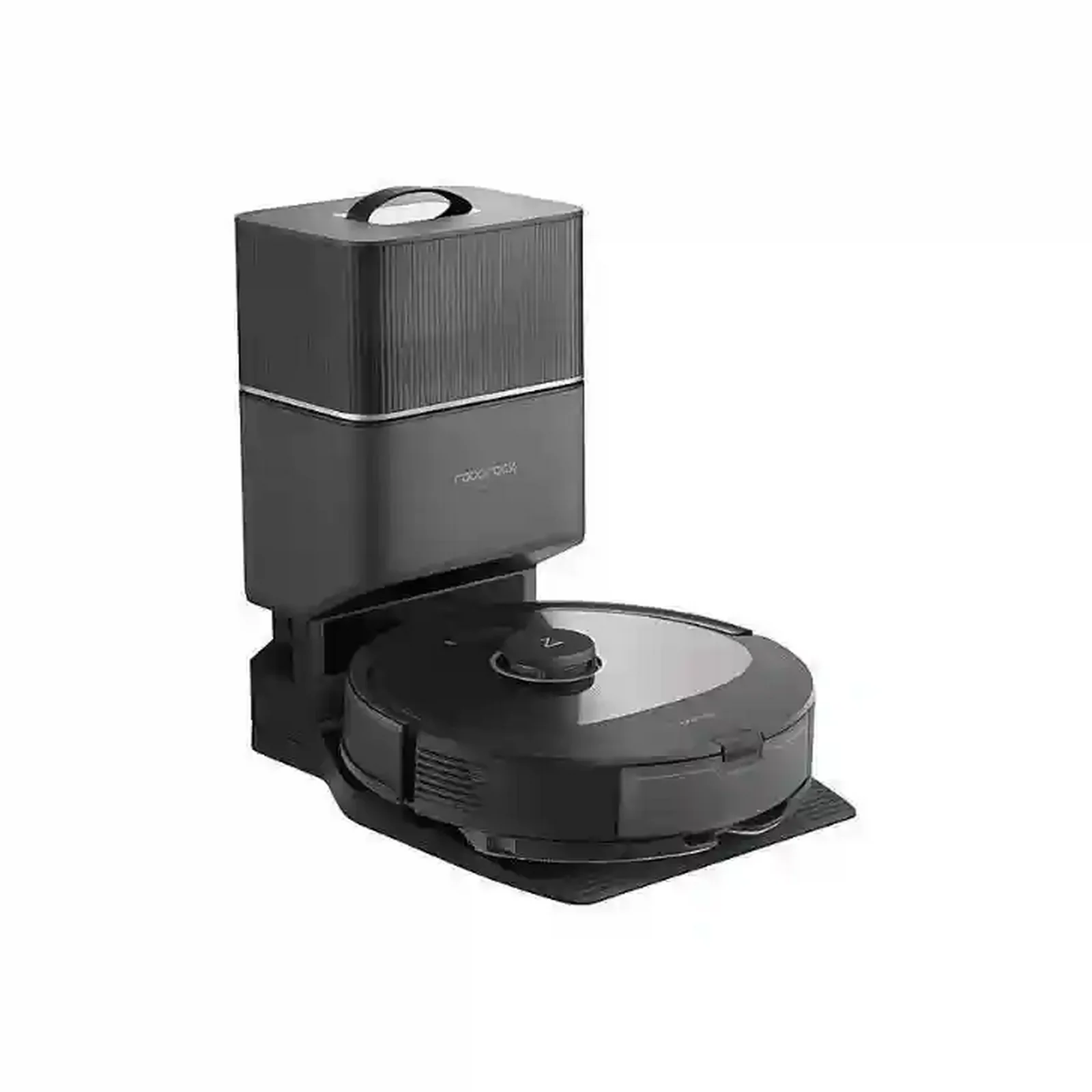اتصال Roborock Q8 Max Plus به داک تخلیه جارو رباتیک مشکی Roborock Q8 Max Plus متصل به ایستگاه تخلیه