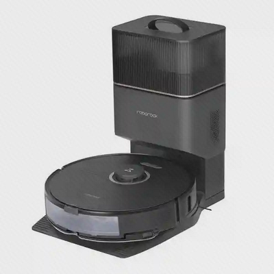 جارو رباتیک Roborock S8 Plus مشکی نمای اصلی جارو رباتیک مشکی Roborock S8 Plus متصل به ایستگاه تخلیه