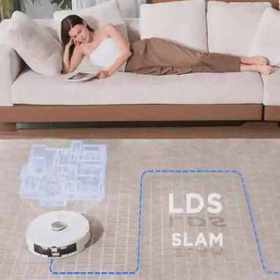 مسیریابی LDS SLAM در Lydsto L1 نقشهبرداری LDS SLAM جارو رباتیک Lydsto L1 در اتاق نشیمن