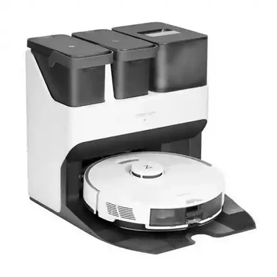 نمای زاویه چپ Roborock S7 Pro Ultra متصل به داک شست‌وشو و تخلیه