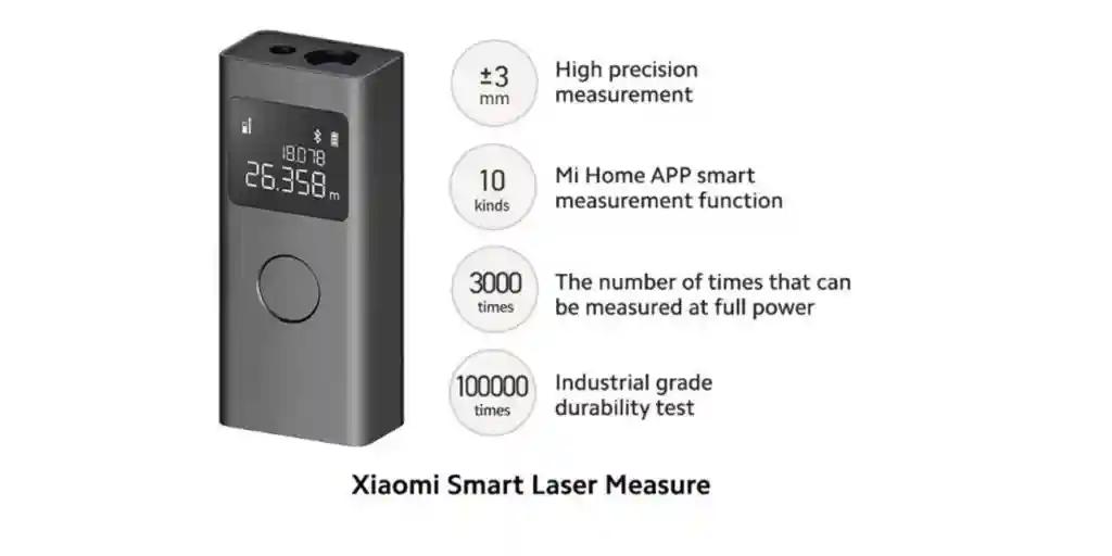 متر لیزری شیائومی مدل Smart Laser Rangefinder MJJGCJYD001QW - باتری قدرتمند و شارژ سریع