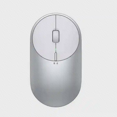 موس بی‌سیم نقره‌ای Xiaomi Portable Mouse 2 از نمای بالا