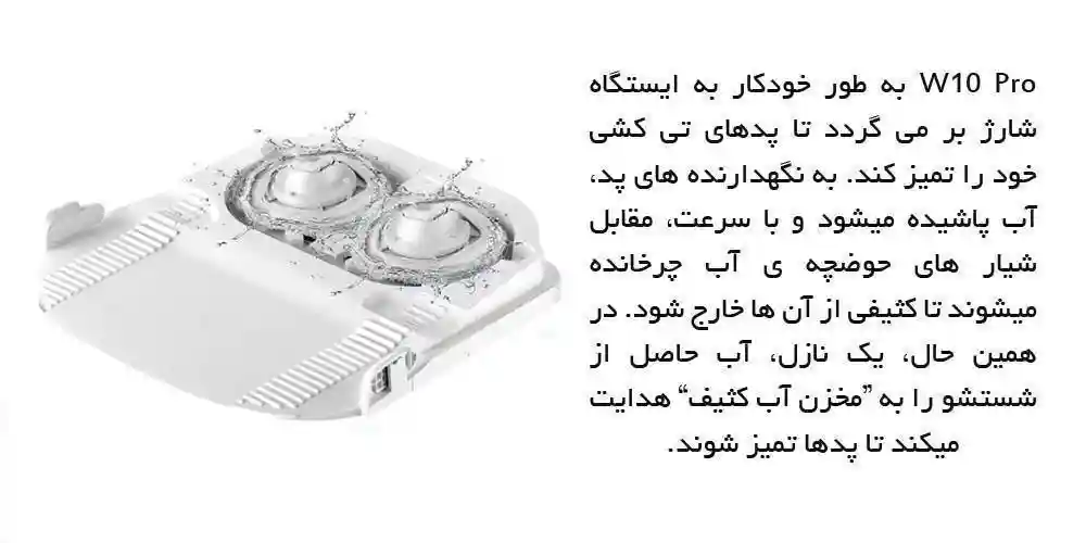 جارو رباتیک شیائومی مدل Dreame W10 Pro - استند شارژ و تخلیه ی خودکار آب جارو رباتیک W10 Pro