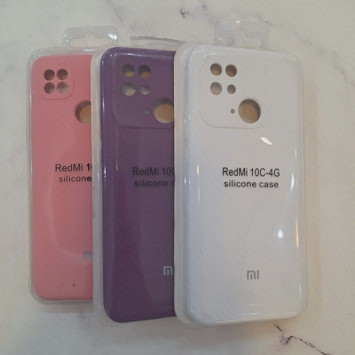 رنگ بندی قاب اورجینال ردمی 10C 4G داخل بسته بندی کاور سیلیکونی Redmi 10C 4G در رنگ های صورتی بنفش و سفید