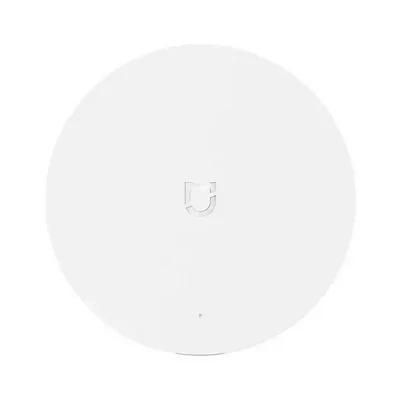 هاب مرکزی خانه هوشمند Xiaomi ZNDMWG02LM از بالا نمای بالای هاب هوشمند شیائومی ZNDMWG02LM سفید با لوگوی Mijia