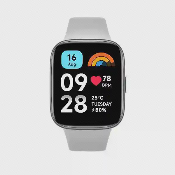 ساعت Redmi Watch 3 Active با بند سفید نمای روبهرو ساعت هوشمند شیائومی Redmi Watch 3 Active سفید