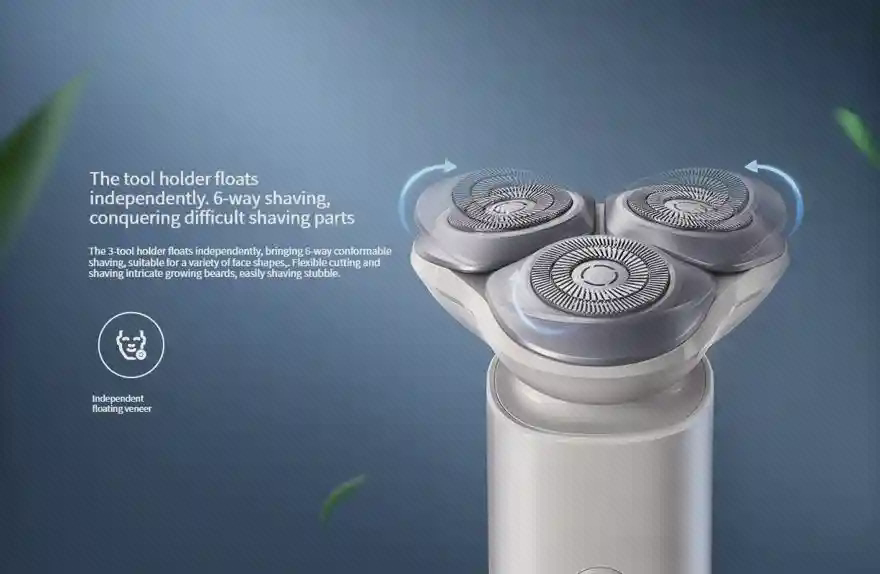 اتصال سری چرخان به بدنه Mijia S101 نمای نزدیک سری سهگانه روی بدنه کرم ریشتراش میجیا S101