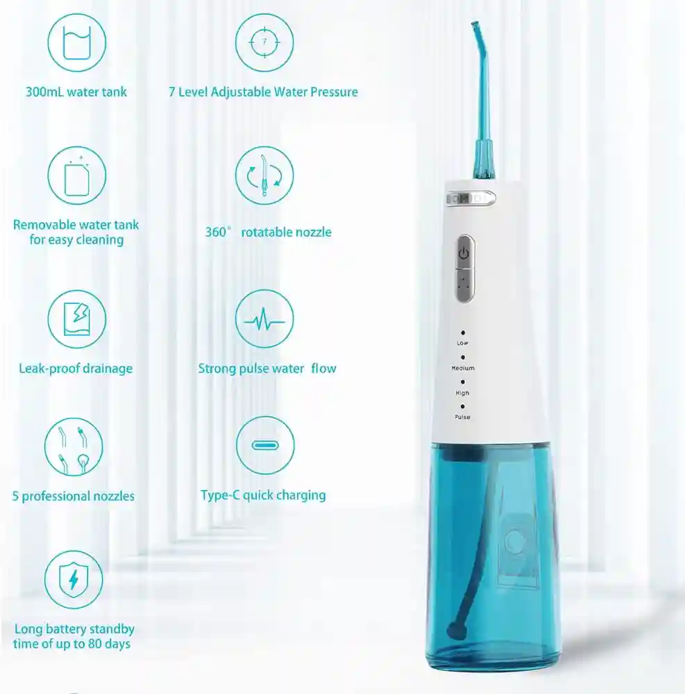 واتر جت دهانشوی شیائومی مدل BOMIDI Oral Irrigator D3 Pro - اقلام همراه