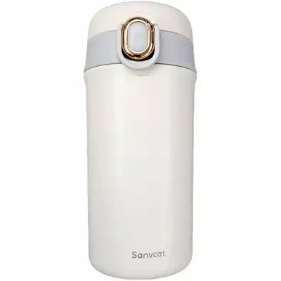 فلاسک Sanvcat H8104 سفید با دکمه طلایی روی درپوش