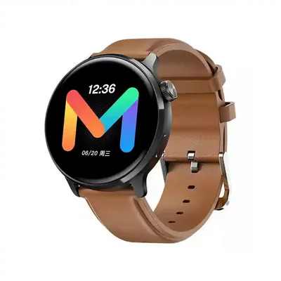 نسخه بند قهوهای Xiaomi Mibro Lite 2 ساعت هوشمند Mibro Lite 2 با بند چرمی قهوهای و واچفیس رنگی