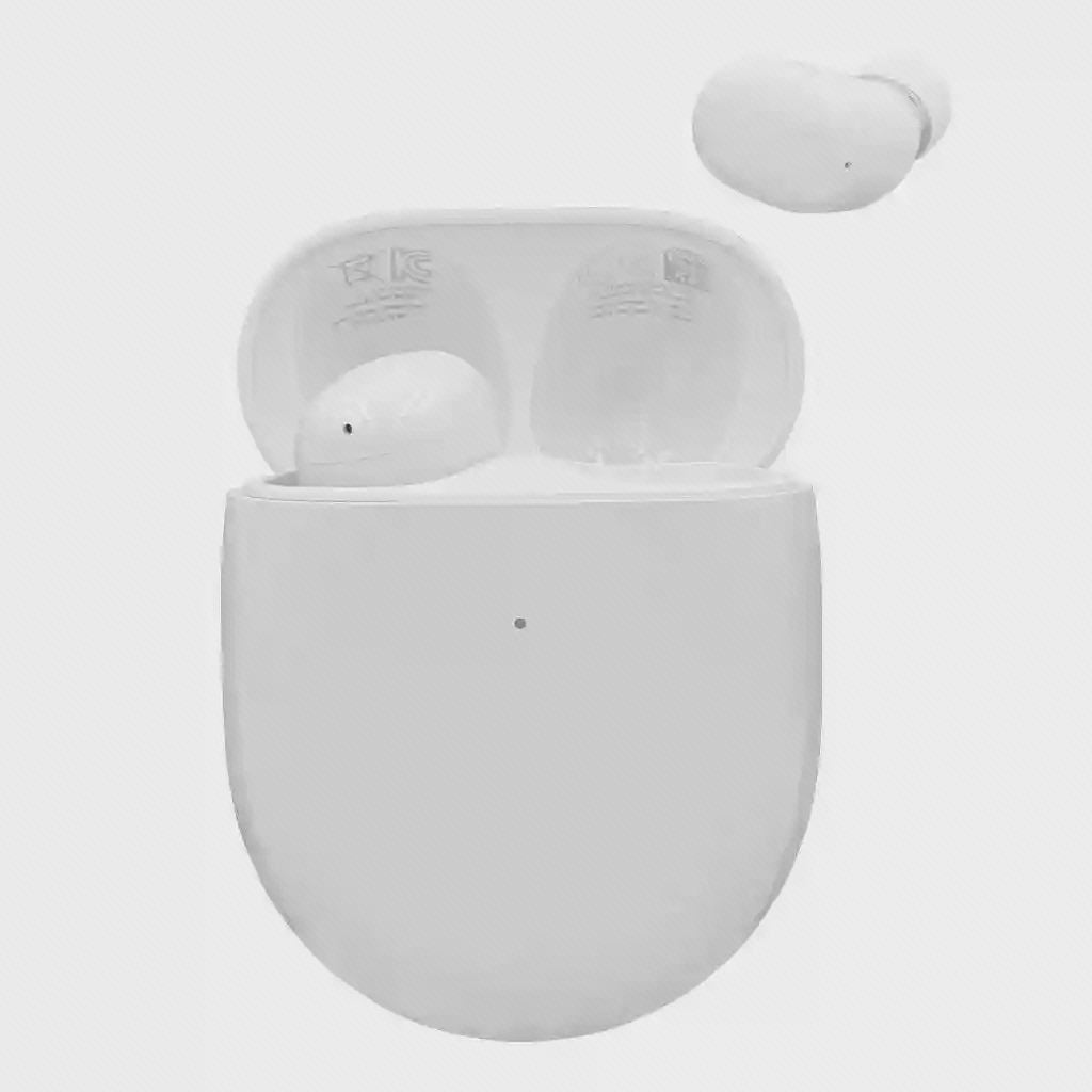 هندزفری Redmi Buds 4 با کیس سفید هندزفری سفید شیائومی Redmi Buds 4 کنار کیس شارژ باز