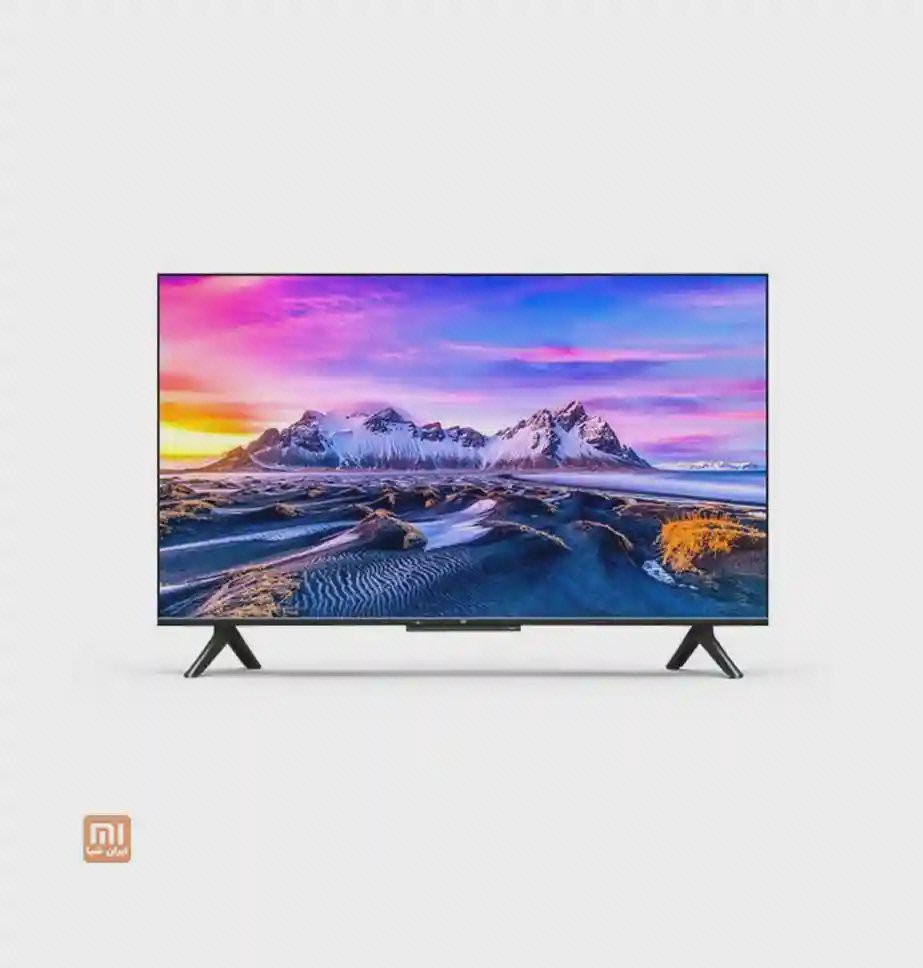 تلویزیون Xiaomi P1 43 اینچ با پایههای جانبی نمای روبهروی تلویزیون شیائومی P1 چهلوسه اینچ روی دو پایه