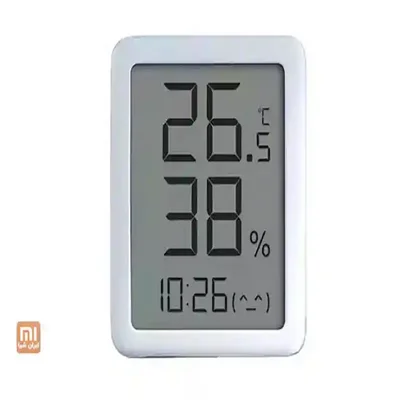 نمای مستقیم نمایشگر Xiaomi MHO-C601 سنسور دما و رطوبت شیائومی MHO-C601 با نمایش 26.5 درجه و 38 درصد