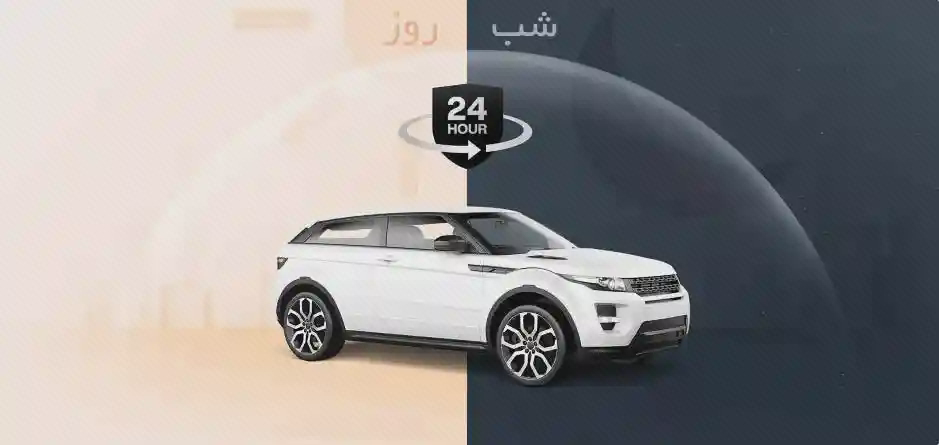 پوستر نظارت پارک دوربین خودرو 70mai خودروی سفید در پوستر نظارت پارک دوربین 70mai با دو زمینه روز و شب و نشان ۲۴ ساعت